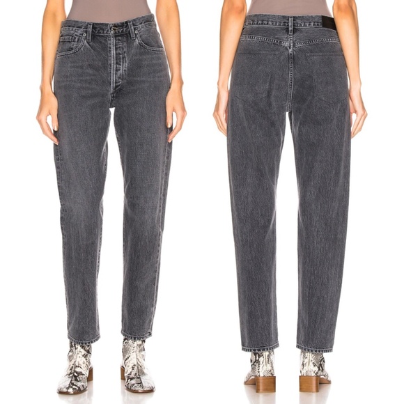 GOLDSIGN Benefit High Rise Relaxed Straight Farrow Cotton Jeans - Picture 2 of 13